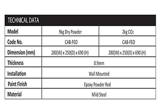 outdoor fire extinguisher cabinet spec